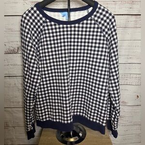 Draper James Navy and White Checkered Sweater